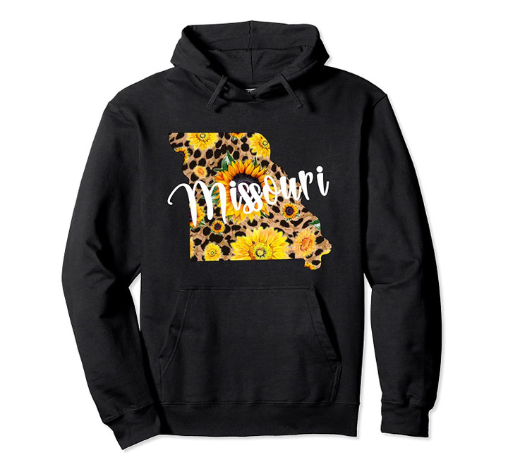 Missouri Sunflower Leopard Print Wildflower State Map Pullover Hoodie, T Shirt, Sweatshirt