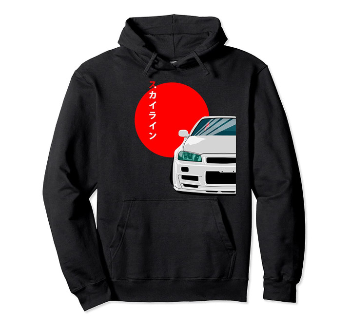 1743.Merch For Lovers Japanese Cars JDM New "Skyline r34" Pullover Hoodie, T Shirt, Sweatshirt
