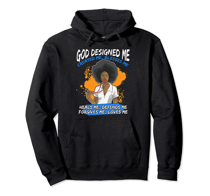 Black Nurse Hoodie RN LPN God Designed Me Created Bless Love Pullover Hoodie, T Shirt, Sweatshirt
