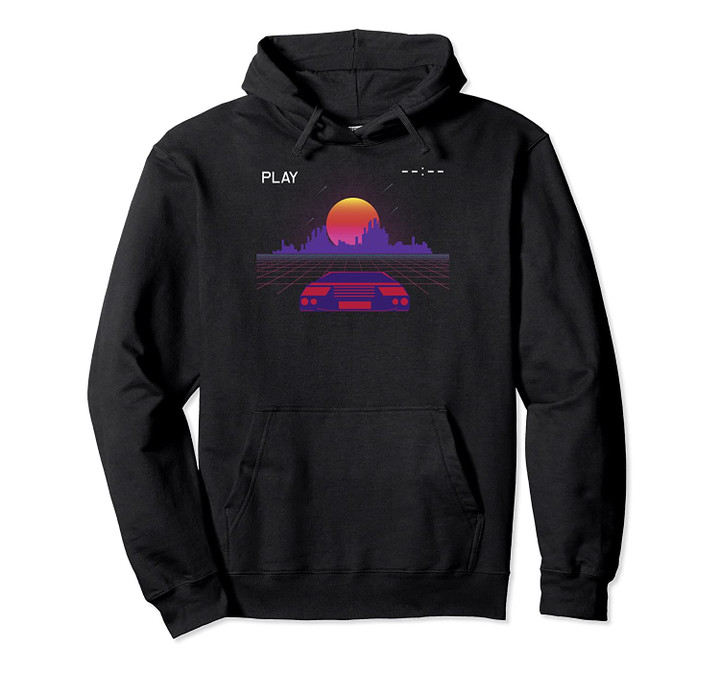 Synthwave Retro Game Fast Car Gift Idea Pullover Hoodie, T Shirt, Sweatshirt