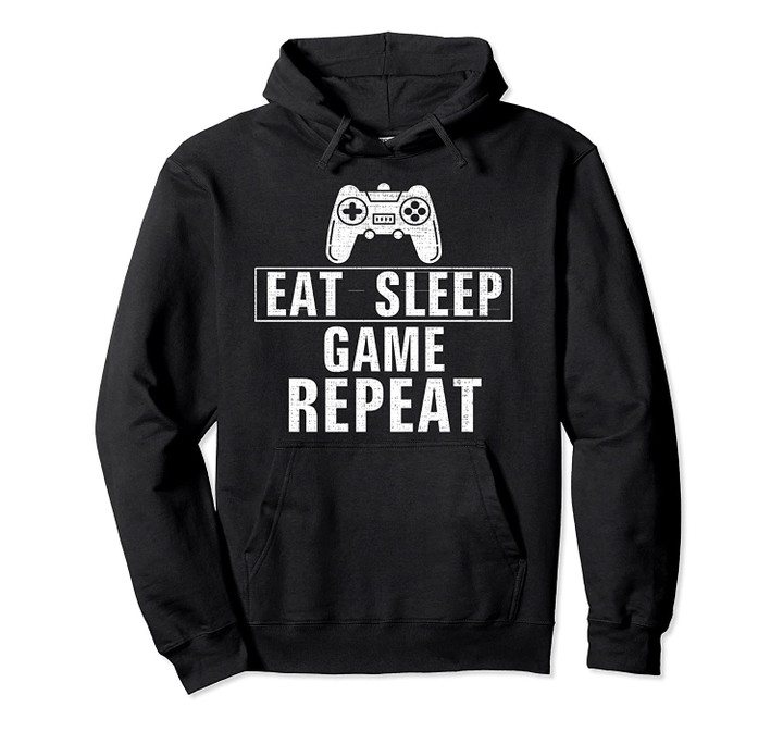 Vintage Eat Sleep Game Repeat Funny Video Game Love Gift Pullover Hoodie, T Shirt, Sweatshirt