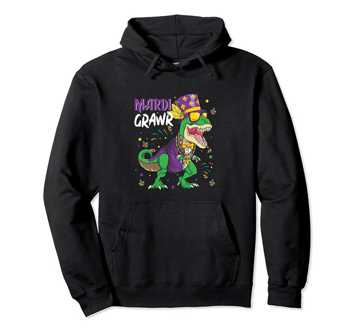 Mardi Grawr T-Rex Tee Funny Dinosaur Mardi Gras Bead Costume Pullover Hoodie, T Shirt, Sweatshirt