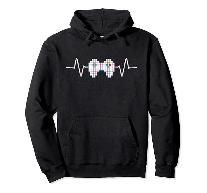 Gamer Heartbeat - Retro Video Game Lover Boys Men Gift Pullover Hoodie, T Shirt, Sweatshirt