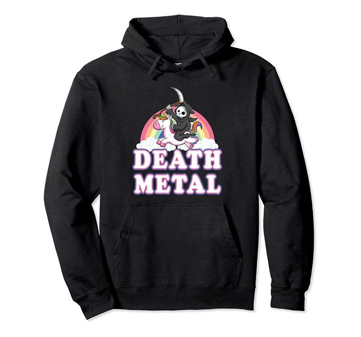 Death Metal Rainbow Funny Grim Reaper Unicorn Hoodie Gift Pullover Hoodie, T Shirt, Sweatshirt