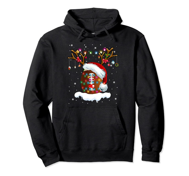 Football Reindeer Antlers Christmas Funny Gift Pullover Hoodie, T Shirt, Sweatshirt