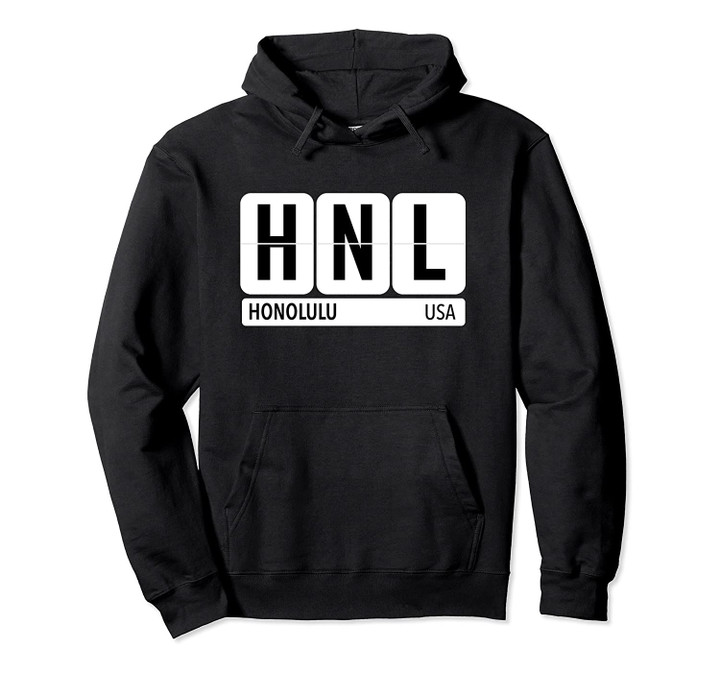 HNL Honolulu Hawaii USA Travel Souvenir Black Text Pullover Hoodie, T Shirt, Sweatshirt