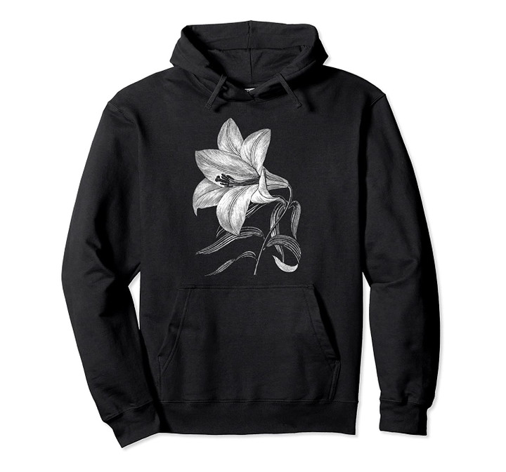 Lily Flower Retro Vintage Floral Graphic Gift - White Lily Pullover Hoodie, T Shirt, Sweatshirt