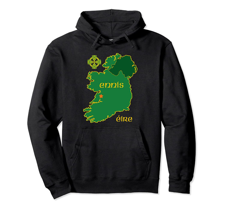 Ennis Ireland Vacation Travel Map Tourist Celtic Cross Eire Pullover Hoodie, T Shirt, Sweatshirt