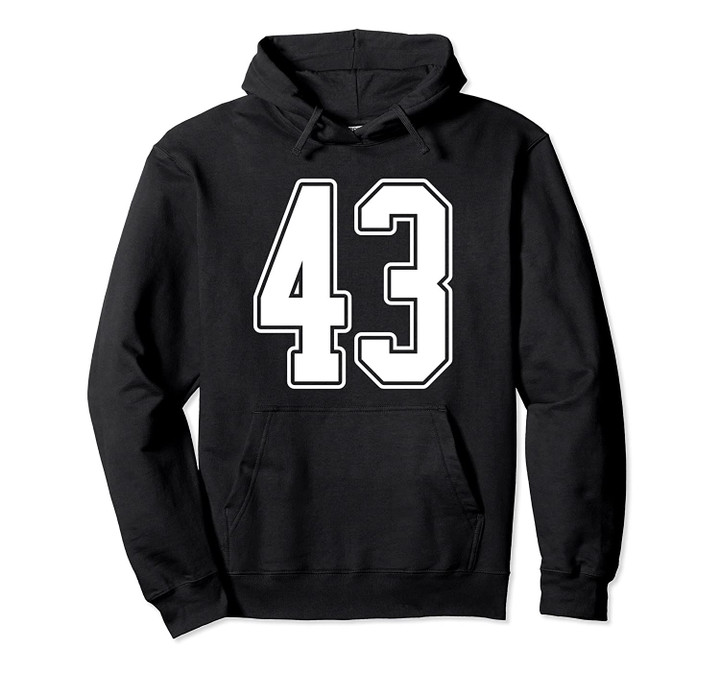 #43 White Outline Number 43 Sports Fan Jersey Style Pullover Hoodie, T Shirt, Sweatshirt