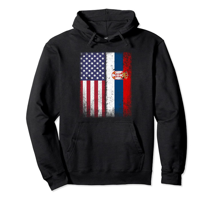 Serbian American Flag Serbia Usa Gift Pullover Hoodie, T Shirt, Sweatshirt