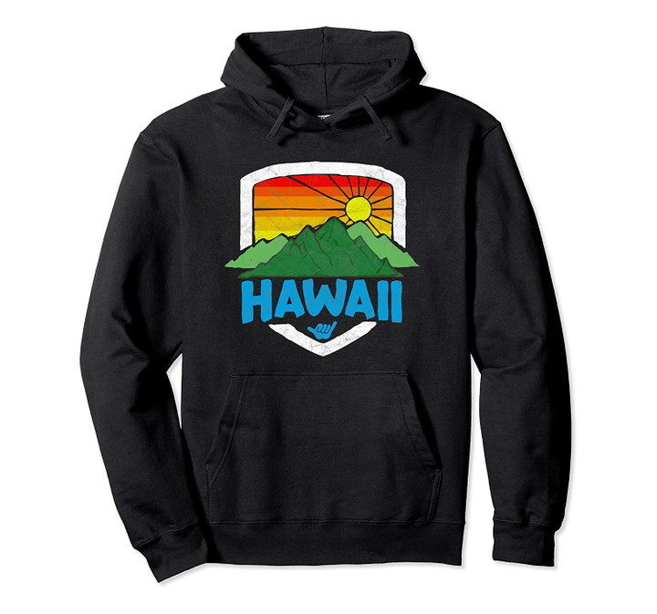Vintage Hawaii Graphic Retro Rainbow Sun 80's Design Pullover Hoodie, T Shirt, Sweatshirt