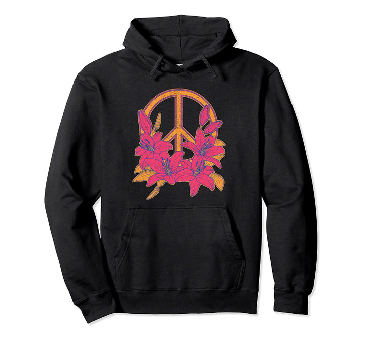 Cool Peace Sign Flowers Hippie 1970's Design Men Women Gift Pullover Hoodie, T Shirt, Sweatshirt