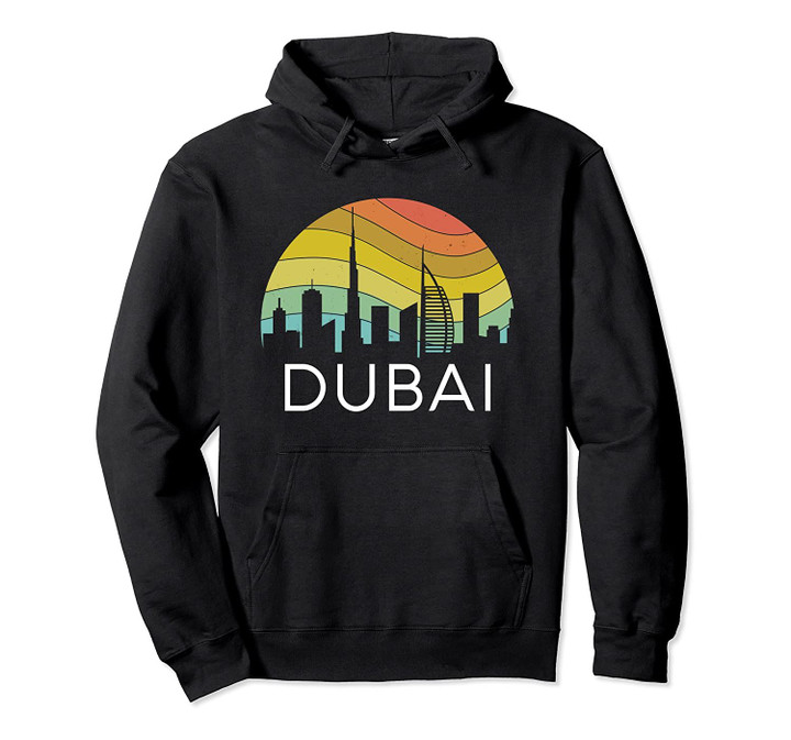 Dubai Retro Skyline City Arab Emirates UAE Arcihtecture Gift Pullover Hoodie, T Shirt, Sweatshirt
