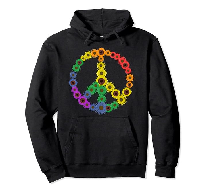 Cool Peace Sign Rainbow Flowers | Funny Spectrum Lover Gift Pullover Hoodie, T Shirt, Sweatshirt