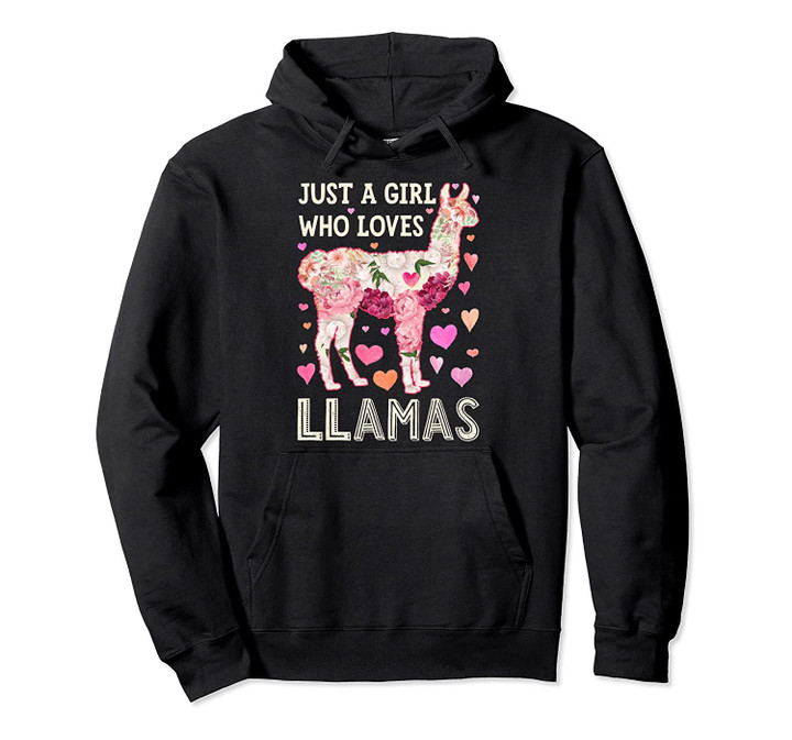 Just A Girl Who Loves Llamas Funny Llama Silhouette Flower Pullover Hoodie, T Shirt, Sweatshirt