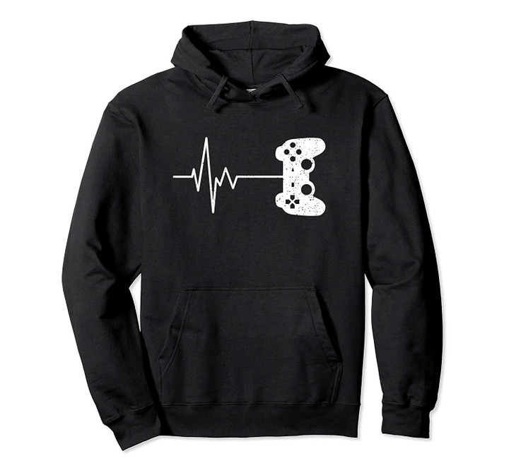 Video Game Lover Gifts and Apparel - Funny Gamer Heartbeat Pullover Hoodie, T Shirt, Sweatshirt