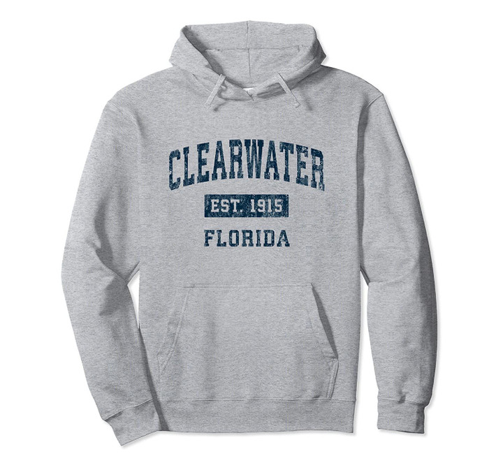 Clearwater Florida FL Vintage Sports Design Navy Print Pullover Hoodie, T Shirt, Sweatshirt