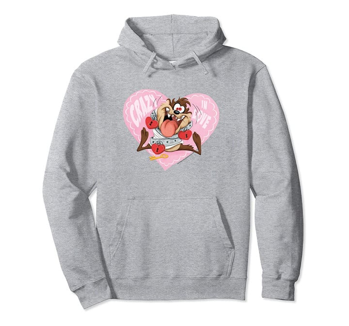 Looney Tunes Taz Crazy In Love Valentine's Day Pullover Hoodie, T Shirt, Sweatshirt