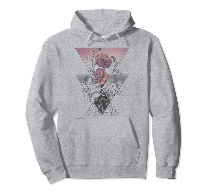 Geometric Flowers And Triangles Color Fade Pullover Hoodie, T Shirt, Sweatshirt