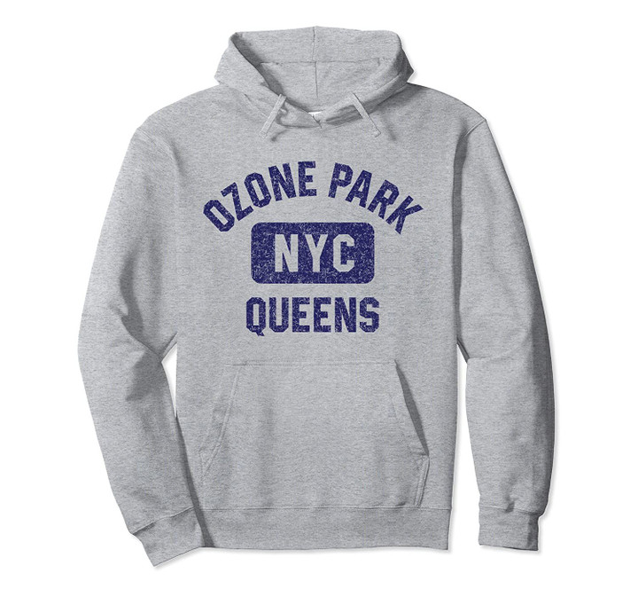 Ozone Park NYC Gym Style Distressed Navy Blue Print Pullover Hoodie, T Shirt, Sweatshirt