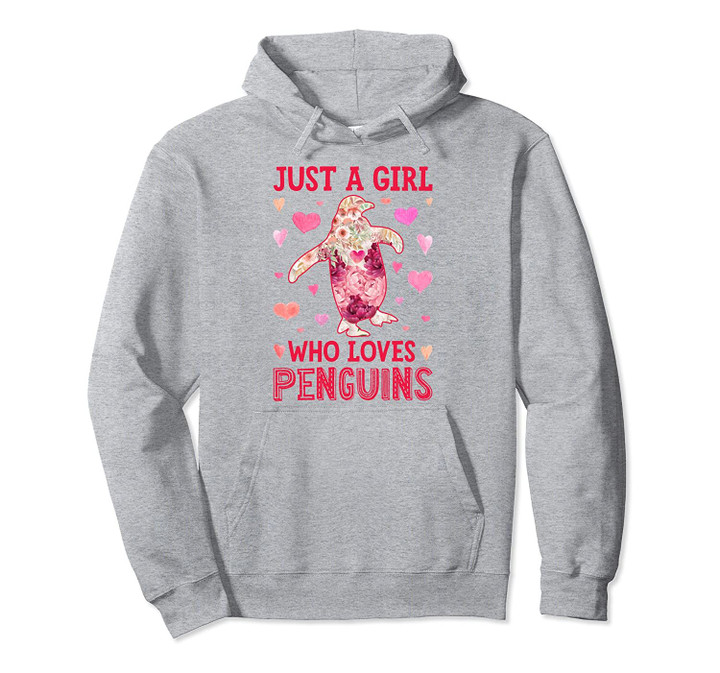 Just A Girl Who Loves Penguins Penguin Flower Floral Gifts Pullover Hoodie, T Shirt, Sweatshirt