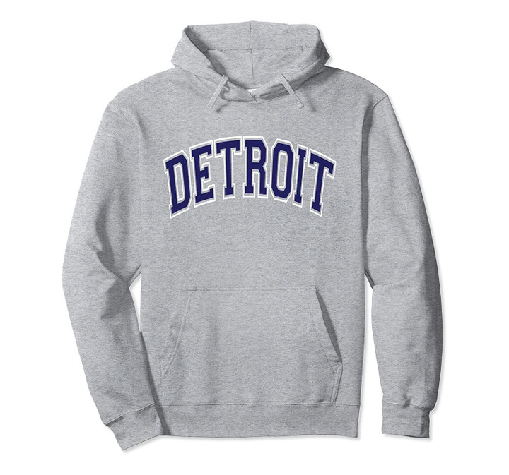 Detroit Varsity Style Navy Blue Text Pullover Hoodie, T Shirt, Sweatshirt