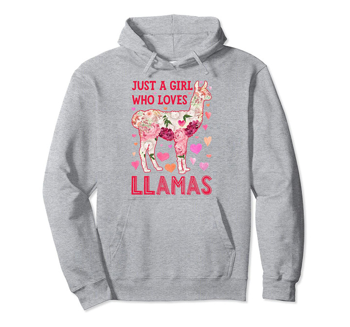 Just A Girl Who Loves Llamas Funny Llama Silhouette Flower Pullover Hoodie, T Shirt, Sweatshirt