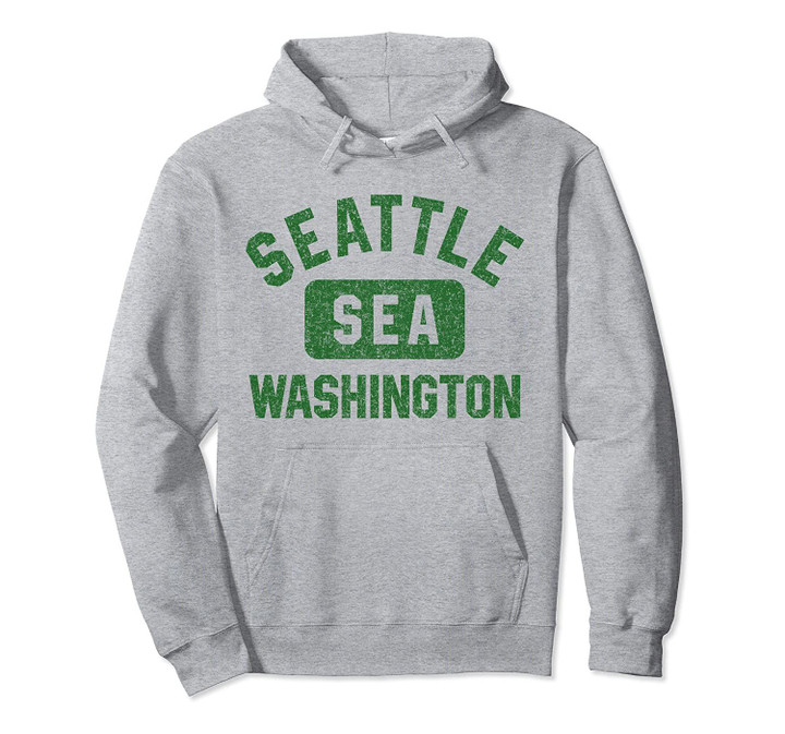 Seattle SEA Gym Style Distressed Green Print Pullover Hoodie, T Shirt, Sweatshirt
