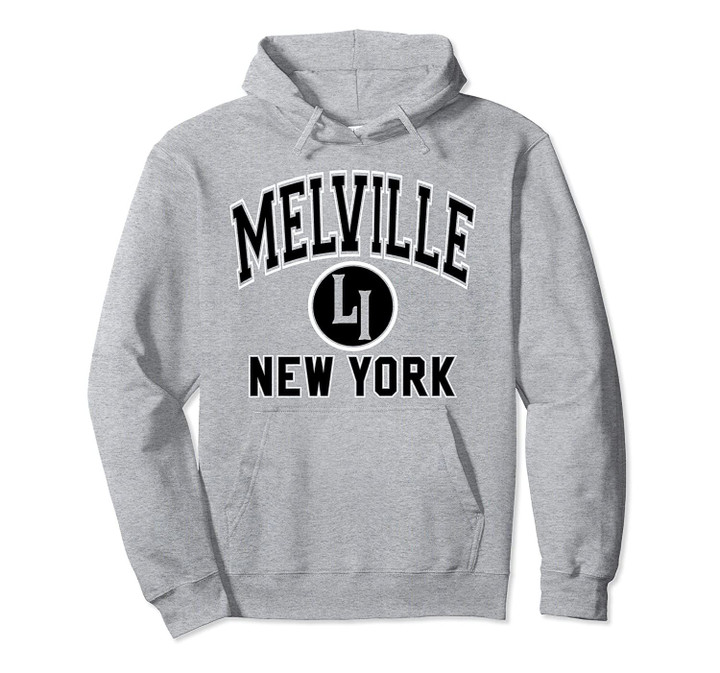 Melville LI Varsity Style Black Print Pullover Hoodie, T Shirt, Sweatshirt