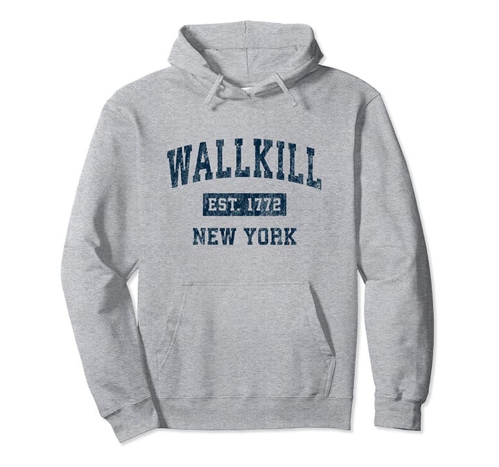 Wallkill New York NY Vintage Sports Design Navy Print Pullover Hoodie, T Shirt, Sweatshirt