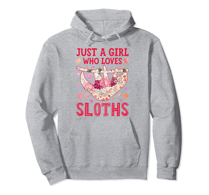 Just A Girl Who Loves Sloths Funny Sloth Silhouette Flower Pullover Hoodie, T Shirt, Sweatshirt