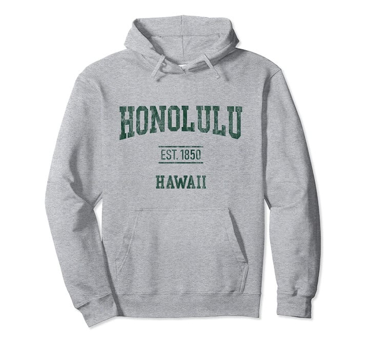 Honolulu Hawaii Distressed Text Sport Style Pullover Hoodie, T Shirt, Sweatshirt