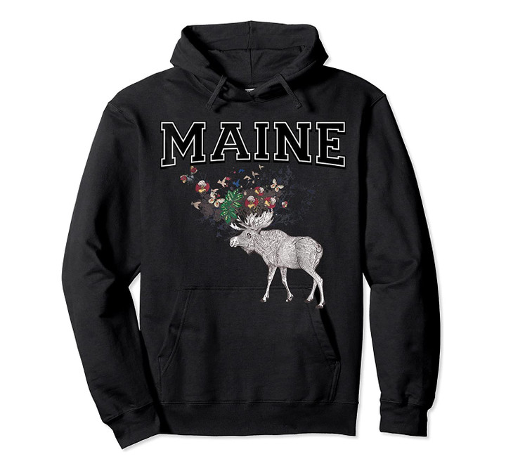 Maine Moose Pullover Hoodie Gift for Men Women and Kids, T Shirt, Sweatshirt