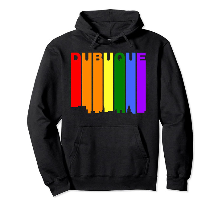 Dubuque Iowa LGBTQ Gay Pride Rainbow Skyline Hoodie, T Shirt, Sweatshirt