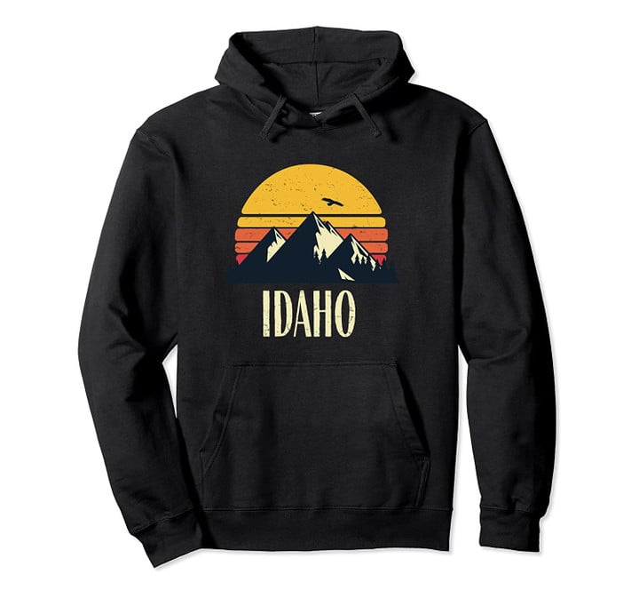 Idaho Retro Vintage State Mountain Sunset Pullover Hoodie, T Shirt, Sweatshirt