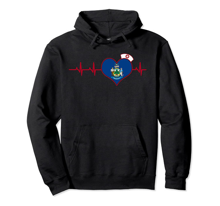 Maine Nurse Heartbeat pullover hoodie, T Shirt, Sweatshirt