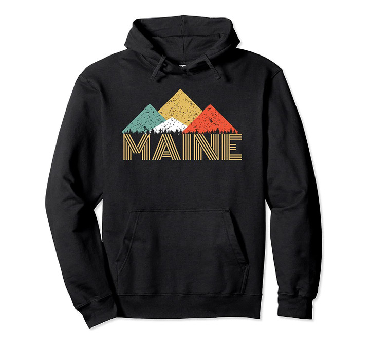 Retro Maine Mountain Hoodie for Men Women and Kids, T Shirt, Sweatshirt