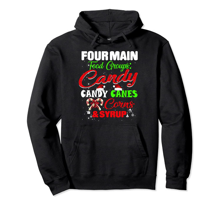 Four Main Food Groups Elf Buddy Christmas Gift Pajama Hoodie, T Shirt, Sweatshirt