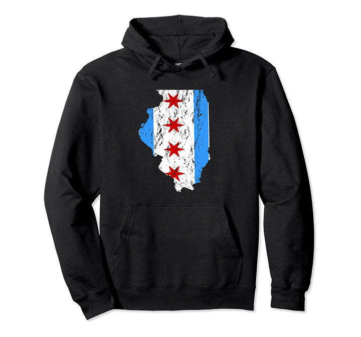 Chicago flag in the state of Illinois distressed hoodie, T Shirt, Sweatshirt