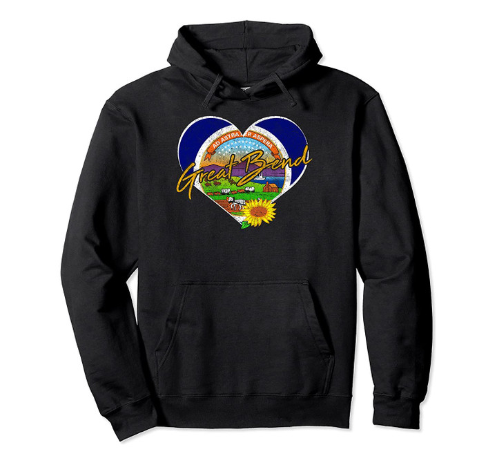 Great Bend Kansas Flag Heart Shirt State Souvenir Gift, T Shirt, Sweatshirt