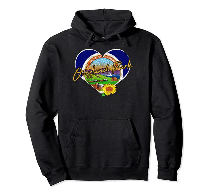 Overland Park Kansas Flag Heart Shirt State Souvenir Gift, T Shirt, Sweatshirt