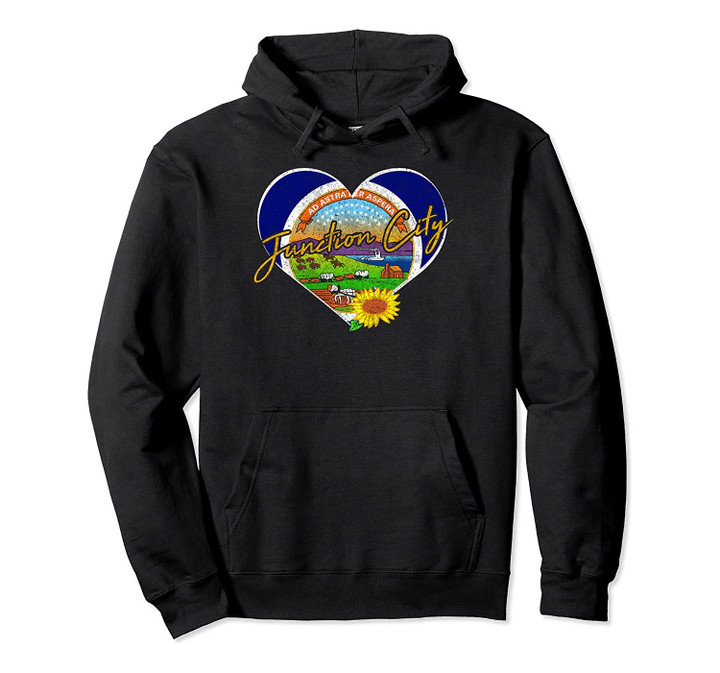 Junction City Kansas Flag Heart Shirt State Souvenir Gift, T Shirt, Sweatshirt