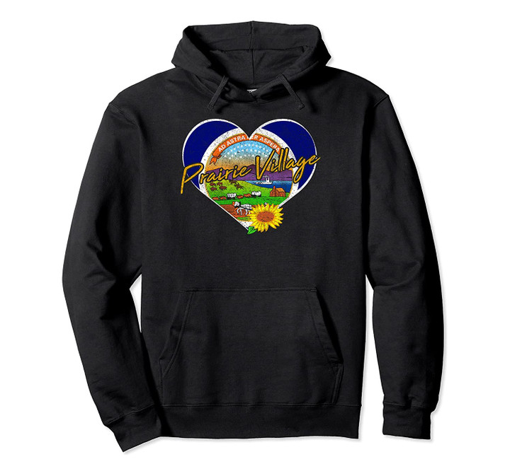 Prairie Village Kansas Flag Heart Shirt State Souvenir Gift, T Shirt, Sweatshirt