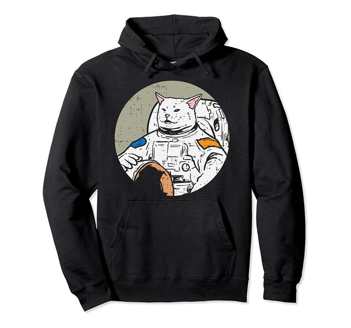 Woman Yelling At Confused Cat Astronaut Meme Funny Space Cat Pullover Hoodie, T Shirt, Sweatshirt