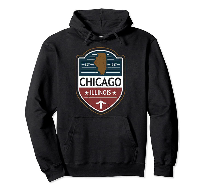 Illinois State Map Chicago Fan Gift Design Idea Pullover Hoodie, T Shirt, Sweatshirt