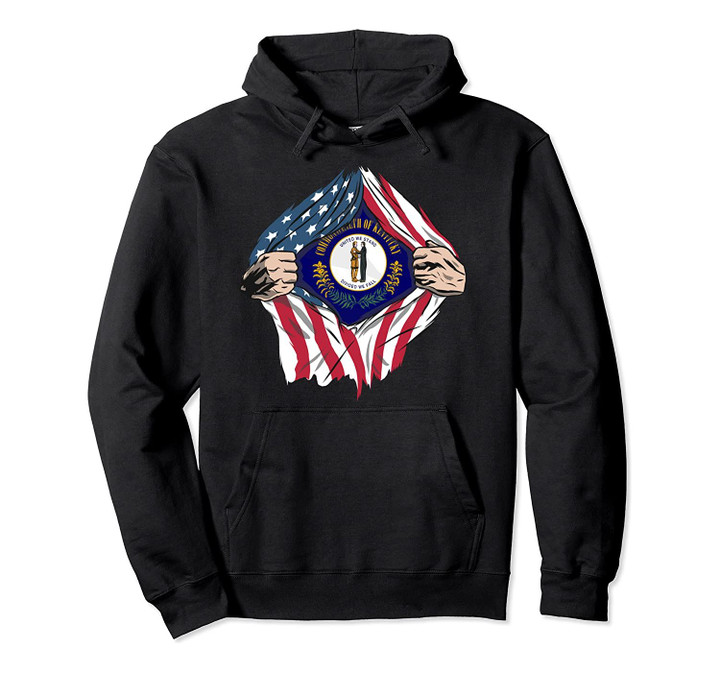 American Patriotic Gifts - Kentucky State Flag Pullover Hoodie, T Shirt, Sweatshirt