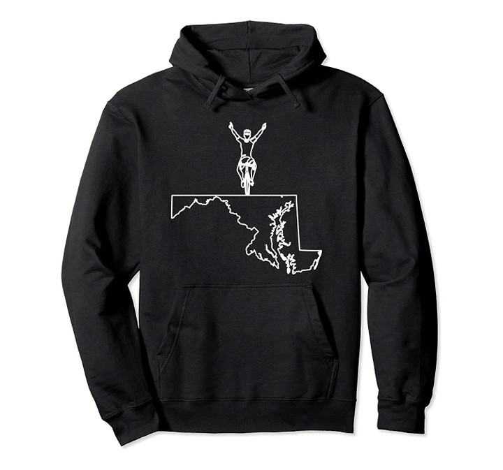 State of Maryland Outline with Cyclist Design ABN214b Pullover Hoodie, T Shirt, Sweatshirt