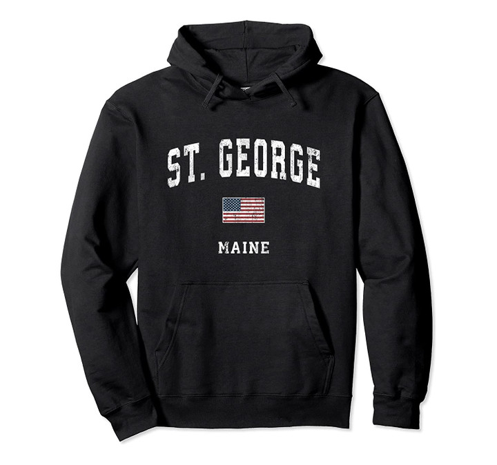 St. George Maine ME Vintage American Flag Sports Design Pullover Hoodie, T Shirt, Sweatshirt
