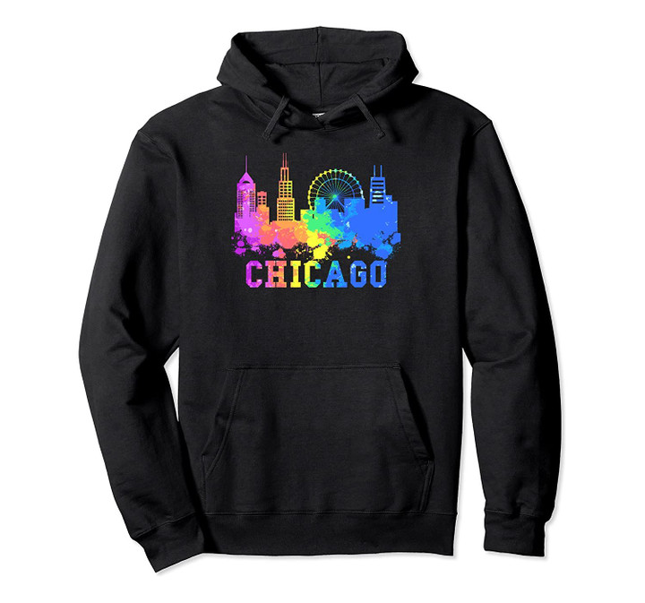 Chicago Watercolor Skyline Art Souvenirs Chicago Illinois Pullover Hoodie, T Shirt, Sweatshirt