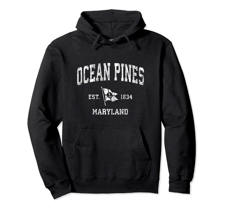 Ocean Pines MD Vintage Nautical Boat Anchor Flag Sports Pullover Hoodie, T Shirt, Sweatshirt